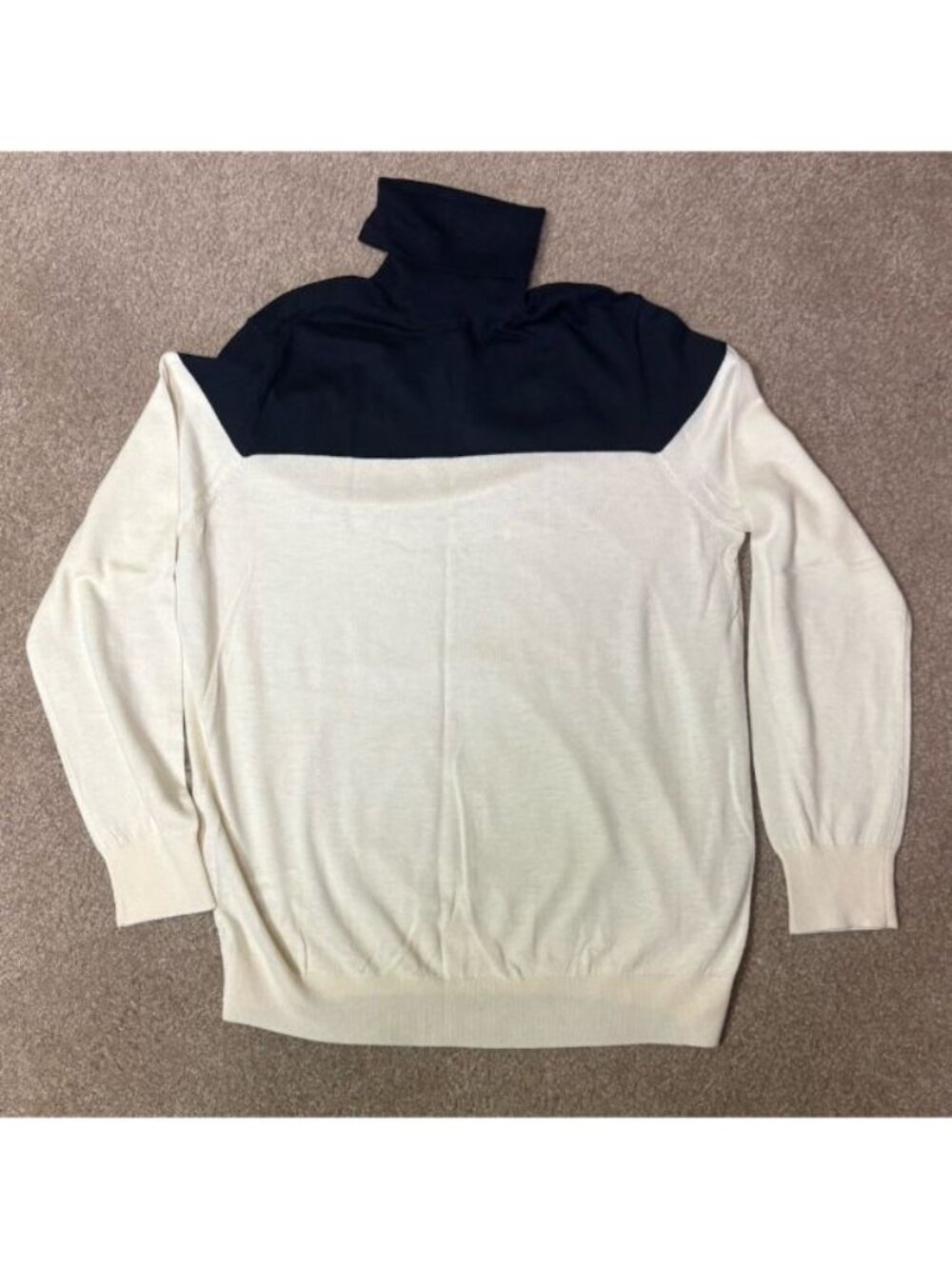 Ann Taylor Factory Women's Black White Color block Turtleneck Pullover X Large